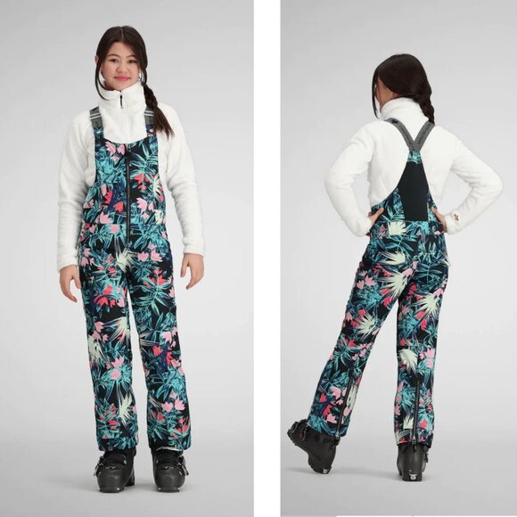 Obermeyer Anya Bib Pant Teen Size L 14-16 Alohaute Print Snowboarding Ski Winter - Picture 1 of 16